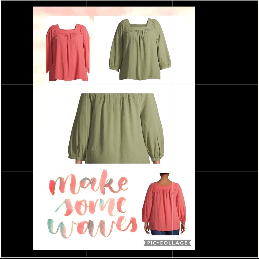 2 Plus size womens blouse size 2X peasant T&S new